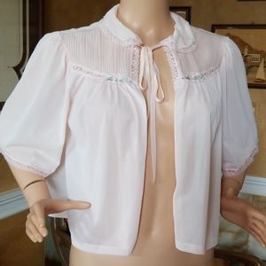 Dainty Vintage 1950s Seamprufe Pink Bed Jacket